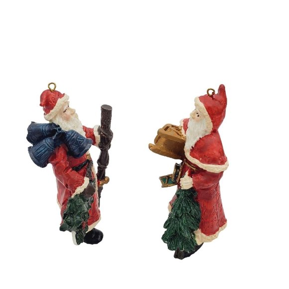 VTG Plastic Santa Ornaments  3"‎ St Nicholas Set 2x Christmas Sled Holiday - Picture 5 of 6